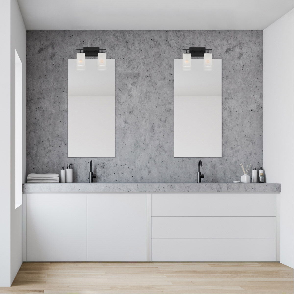 Carmine 2 Light 14 inch Matte Black Vanity Light Wall Light